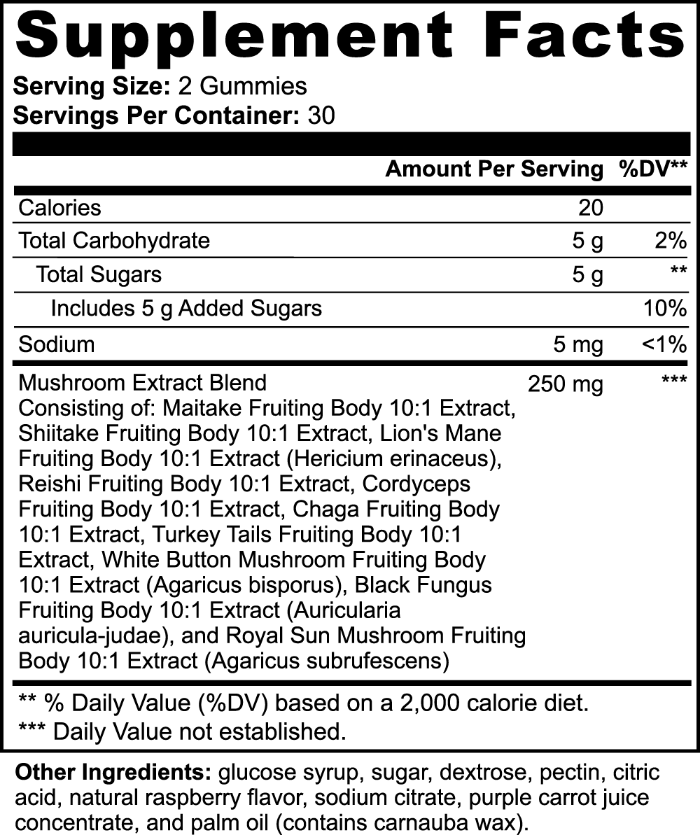 Mushroom Extract Complex Gummies – Natural Energy & Cognitive Support