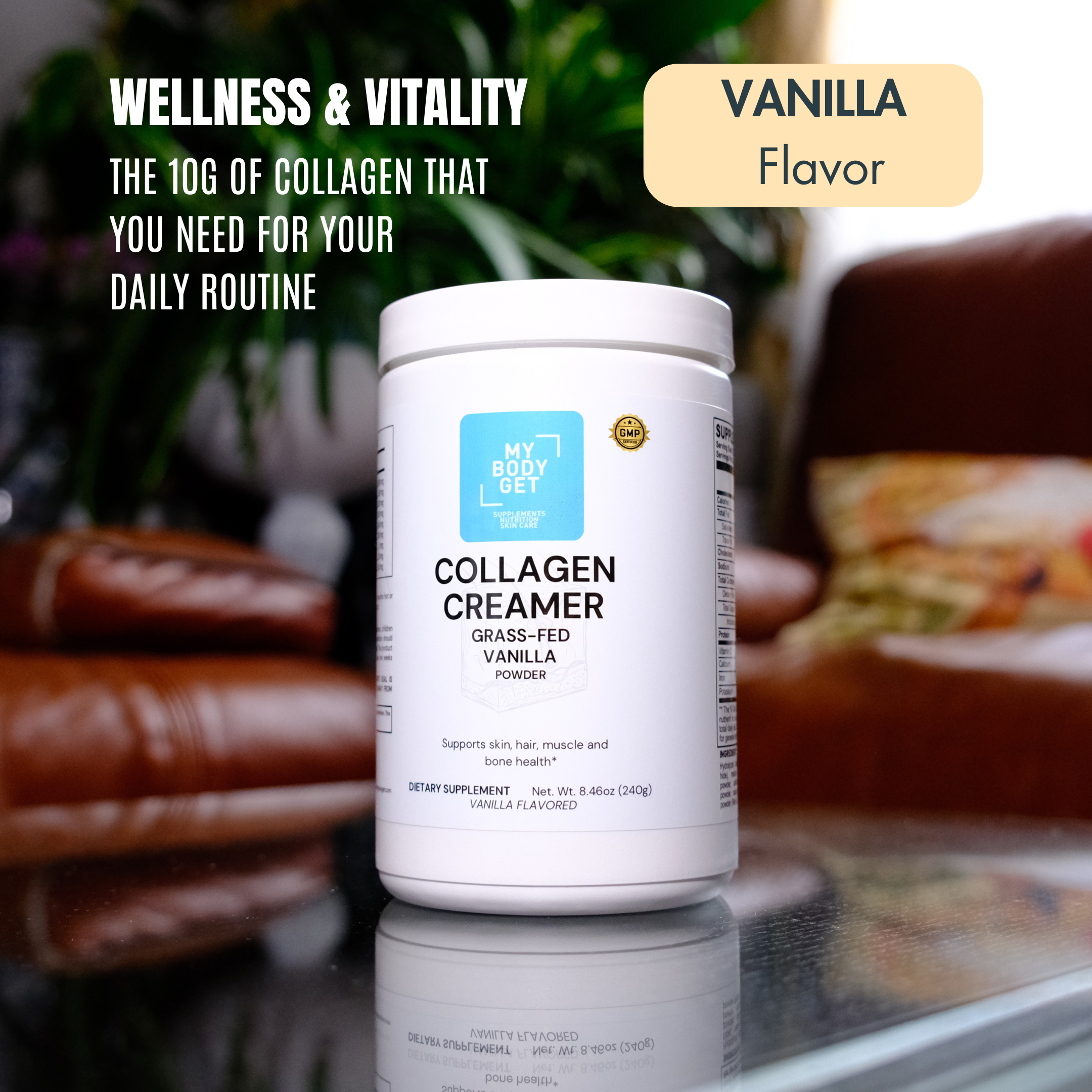 Glow Collagen – Vanilla Creamer Hydrolyzed Collagen Powder